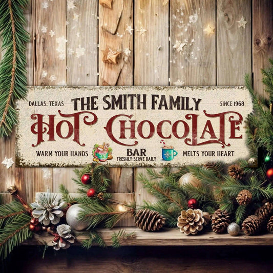Hot Chocolate Christmas Bar Sign Tailored Canvases 12x36 inch Medium Premium Gallery Wrapped 16x48 inch Large Premium Gallery Wrapped 20x60 inch Extra Large Premium Gallery Wrapped 12x36 inch Medium Premium Gallery Wrapped-16x48 inch Large Premium Gallery Wrapped-20x60 inch Extra Large Premium Gallery Wrapped-