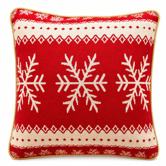 Set of 2 White Snowflakes on Red Christmas Throw Cushion Pillow Covers BestPysanky Default Title Default Title-