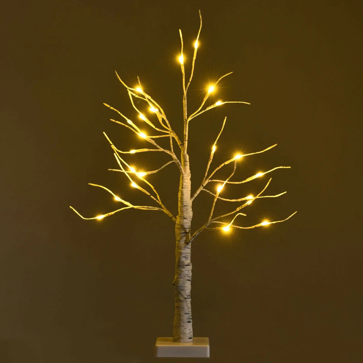 2 Feet Pre-lit White Twig Birch Tree Battery Powered for Christmas Holiday