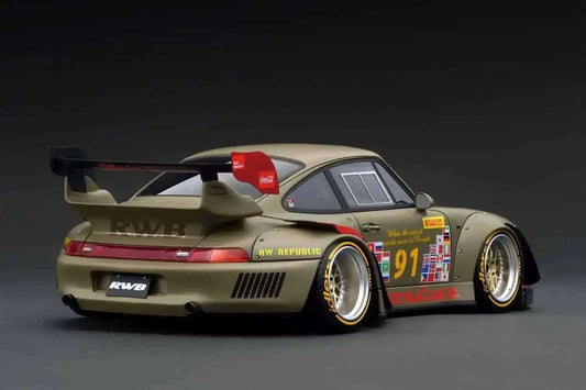 Ignition Model Porsche 993 RWB "Khaki" Matte Green 1:18 Cartsfy Inc.