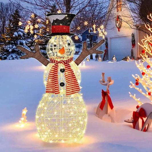Indoor/Outdoor Christmas Lighted Snowman Decorations with Pre-Lit 80 Lights Cartsfy Inc.