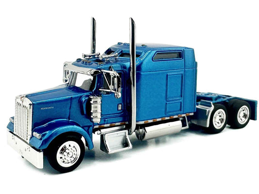 Kenworth W900L Truck Tractor with Sleeper Cab Blue Metallic 1/87 (HO) Scale Plastic Model Car by HO Logistics Cartsfy Inc.