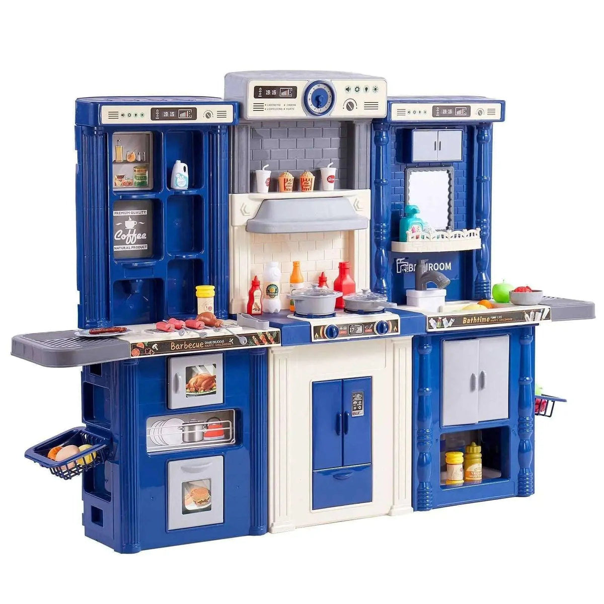 Kitchen Playset Kids Pretend Cooking Play Toy 74 Piece Accessories Blue VYSN Blue / 3 in 1 Blue / 3 in 1-