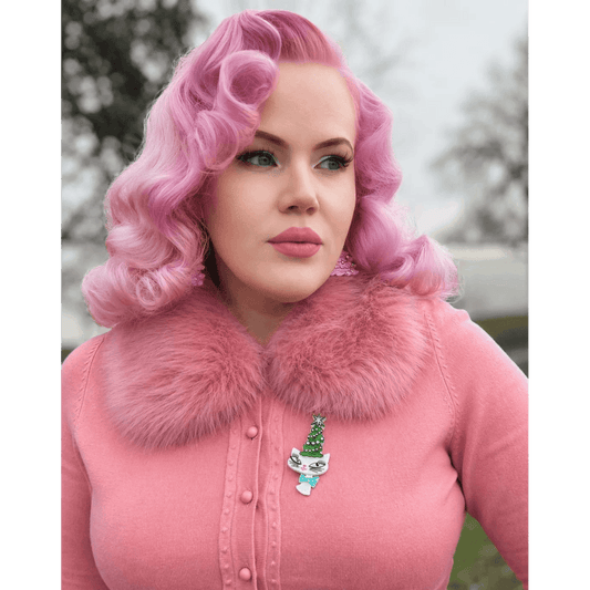Kitty Christmas Hat Brooch by Miss Fluff x Lipstick & Chrome Quirks! Default Title Default Title-