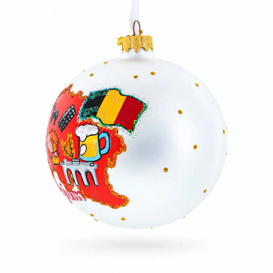 Belgium Landmarks and Symbols Glass Ball Christmas Ornament 4 Inches BestPysanky Default Title Default Title-