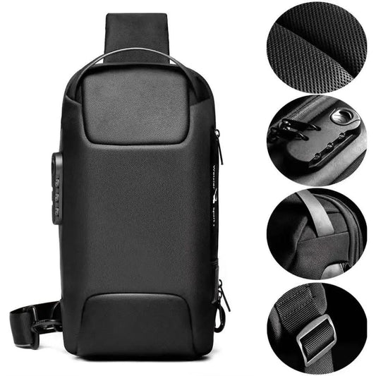 KPYWZER Anti-theft Sling Backpack with USB Charging Port DailySale Black Blue Black-Blue-