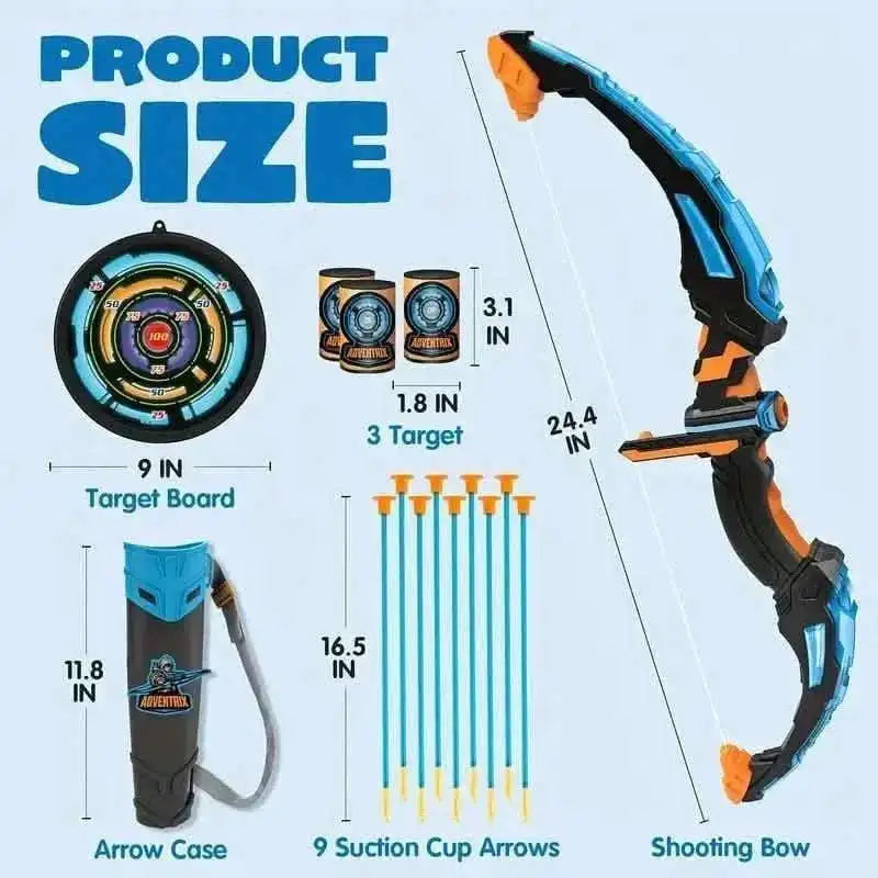 LED Bow & Arrow Toy Set for Kids Light-Up Archery Play Kit with Suction Cup Arrows (Blue/Green) Cartsfy Inc.