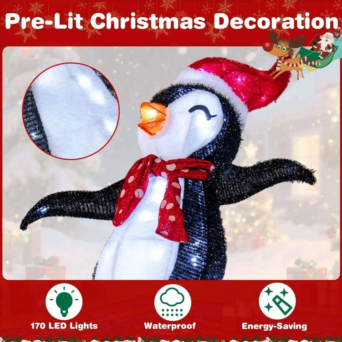 Lighted Christmas Decoration Penguins 3D Pre-Lit Penguins Slide with 170 LED Lights Cartsfy Inc.