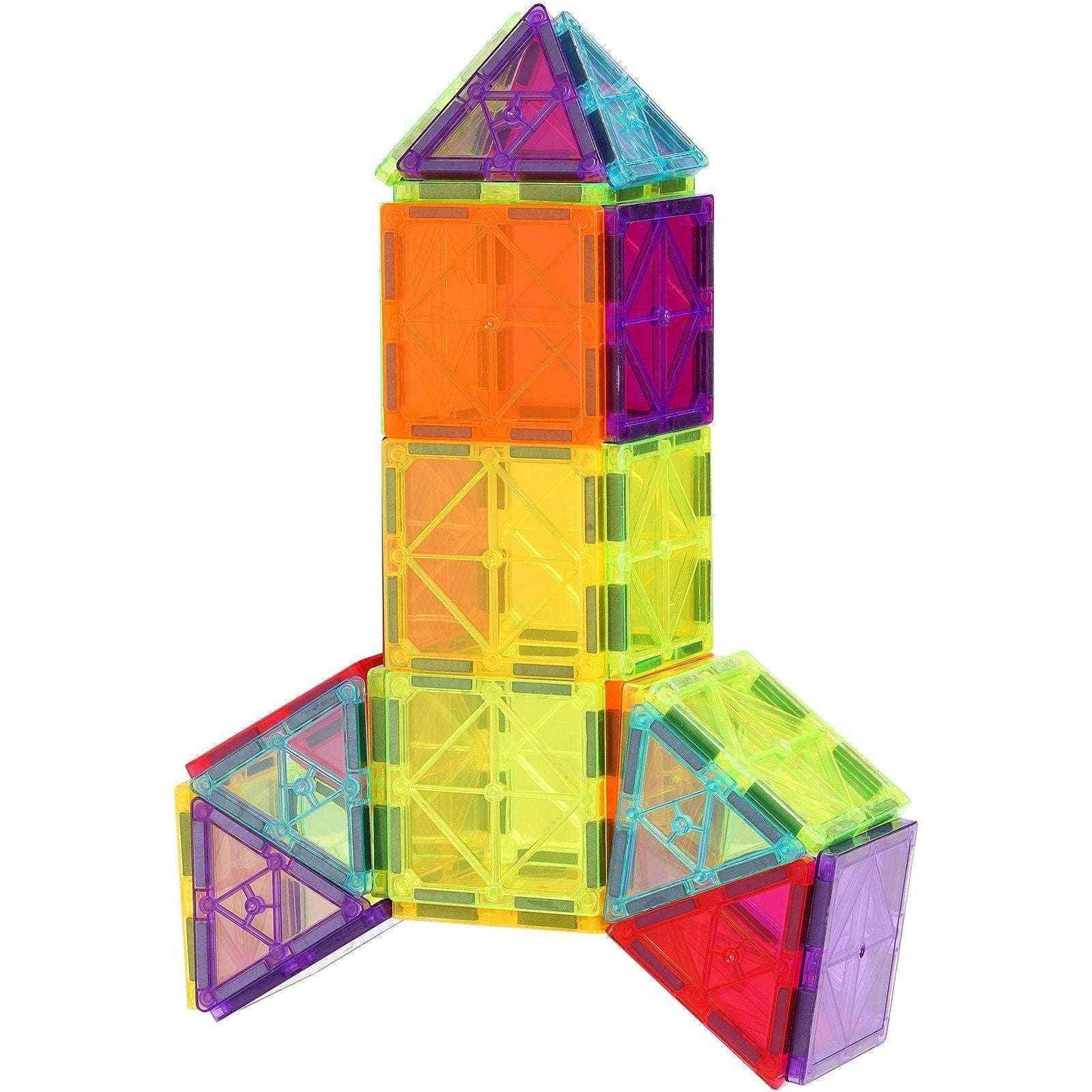 Colorful transparent magnetic tile building set, house-shaped 3D structure