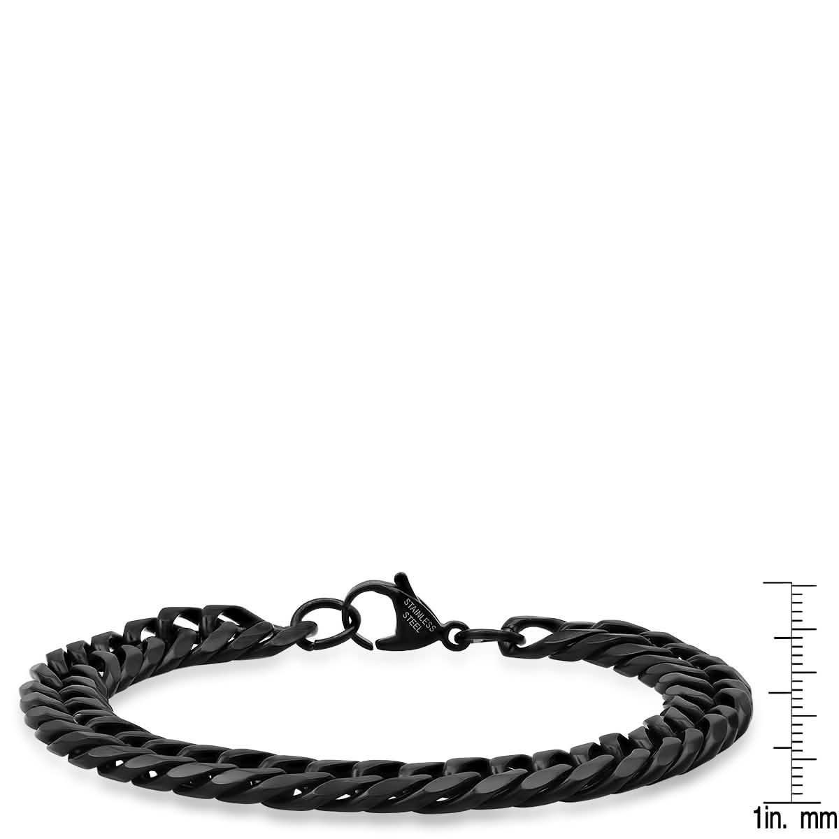 Men's Black IP Stainless Steel Cuban Link Chain Bracelet - Cartsfy Inc.