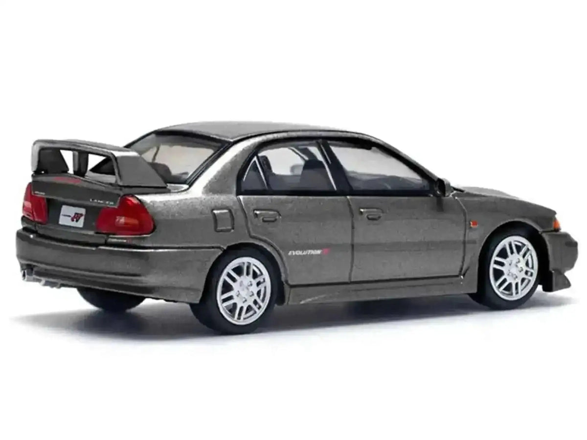 Mitsubishi Lancer Evolution IV RHD (Right Hand Drive) Dark Gray Metallic 1/64 Diecast Model Car by Pop Race Cartsfy Inc.