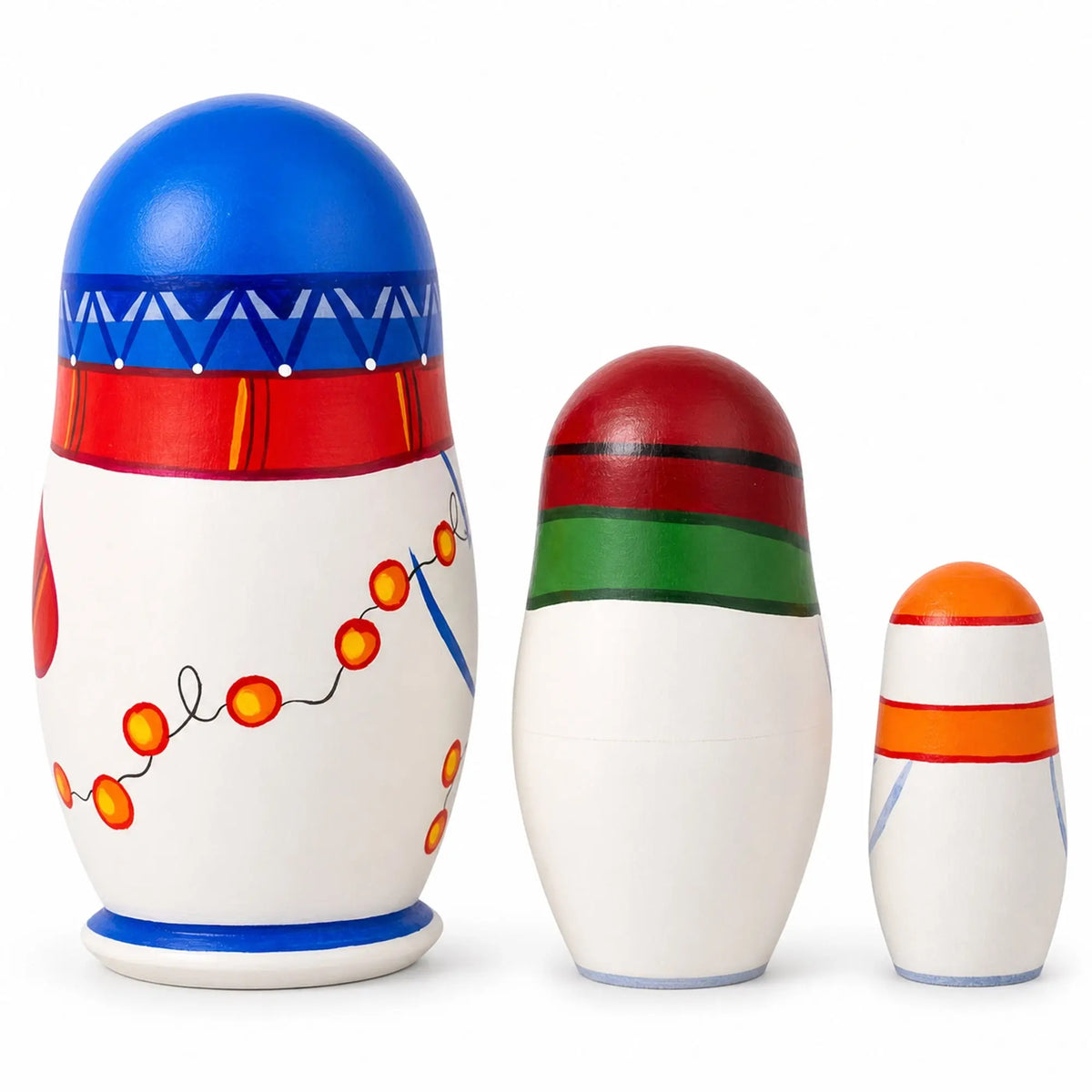 Set of 3 Snowman Wooden Christmas Nesting Dolls 4.25 Inches