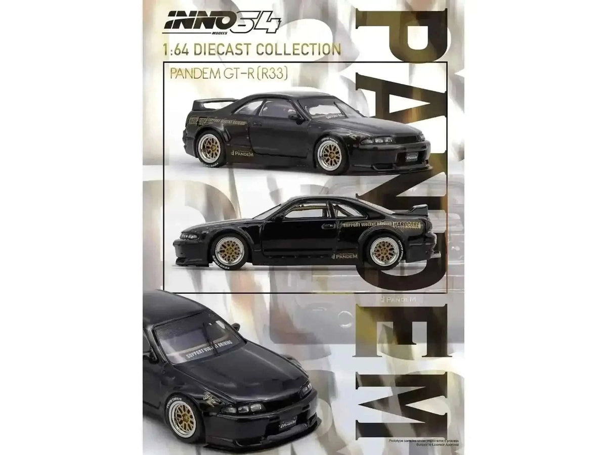Nissan Skyline GT-R (BCNR33) RHD (Right Hand Drive) "Pandem - Rocket Bunny" Black 1/64 Diecast Model Car by Inno Models Cartsfy Inc.