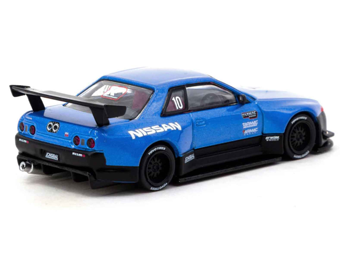 Nissan Skyline (R32) Widebody RHD (Right Hand Drive) #10 "Tarmac Works 10th Anniversary" Blue Metallic "Global64" 1/64 Diecast Model Car by Tarmac Works Miniature Motors Default Title Default Title-