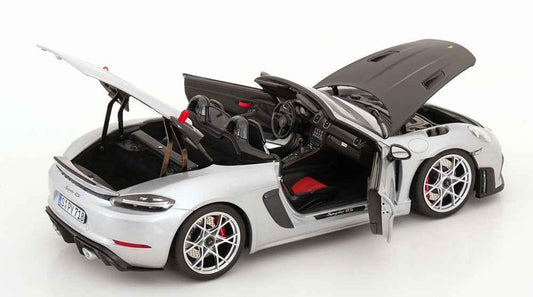 Norev 2023 Porsche 718 Spyder RS w/ Weissach Package GT Silver Metallic 1:18 Cartsfy Inc.