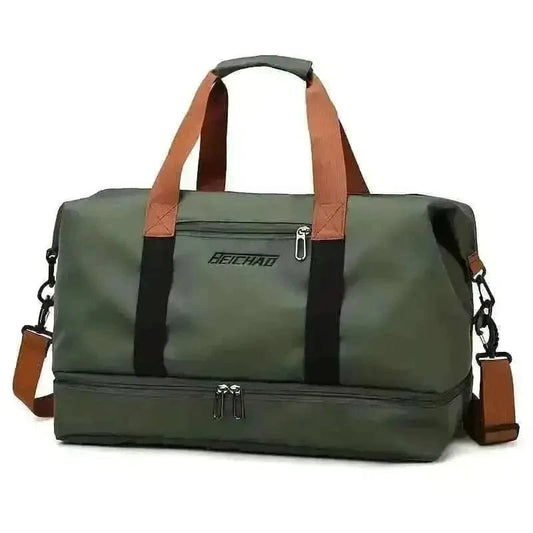 Nylon Duffel Bag for Travel – Large Capacity, Foldable, Shoe Compartment – Men & Women DailySale Gray Khaki Green Gray-Khaki-Green-Black-Blue-Red-Purple-