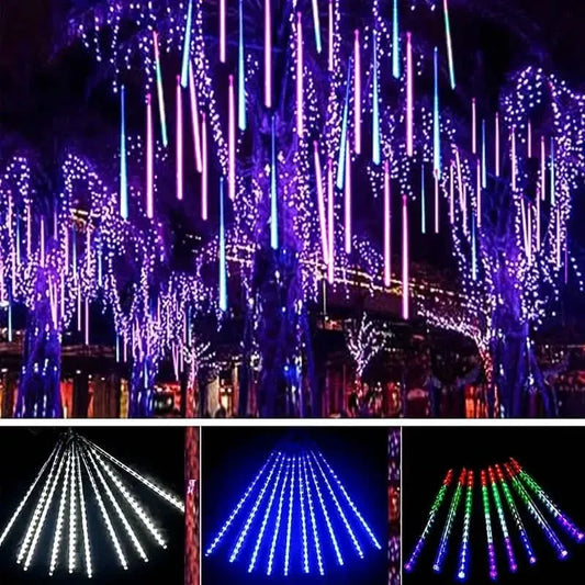 Outdoor Solar Meteor Christmas String Lights DailySale Warm White Multicolor Blue Warm White-Multicolor-Blue-White-