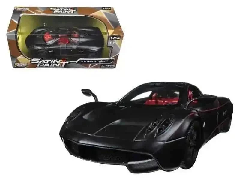 Pagani Huayra Matt Black with Red Interior 1/24 Diecast Model Car by Motormax Cartsfy Inc.