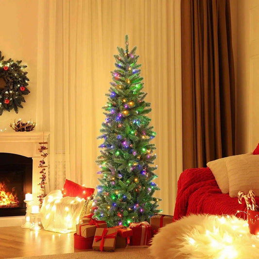 Pencil Christmas Tree with 180 Warm White and Multi-color LED Lights Cartsfy Inc.