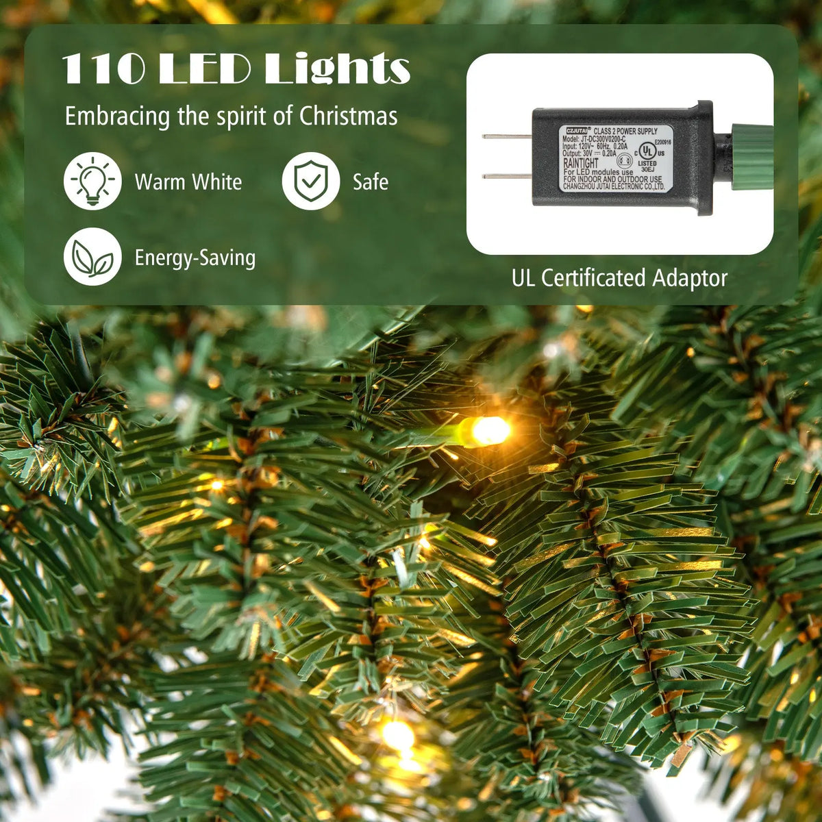 Pencil Christmas Tree with Memory Wire Branch Tips and Warm LED Lights