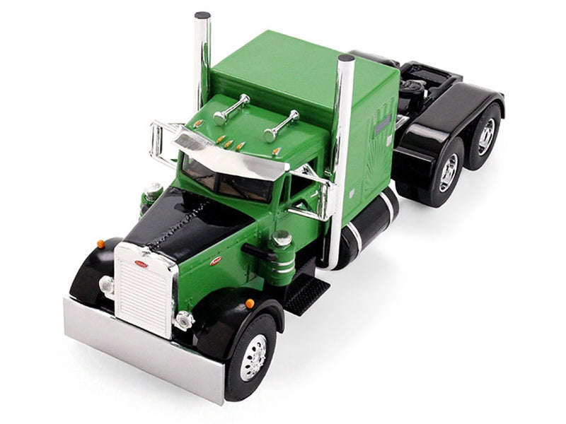 Peterbilt 351 with 60" Vintage Sleeper and Rogers Vintage Lowboy Trailer Green with Black Trailer 1/64 Diecast Model by DCP/First Gear Cartsfy Inc.