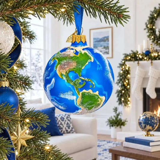Planet Earth Globe Glass Ball Christmas Ornament 3.25 Inches Cartsfy Inc.