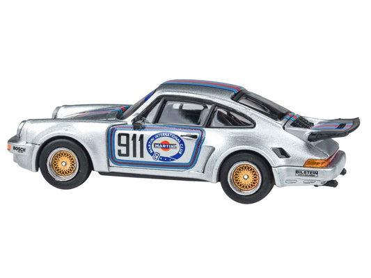 Porsche 911 Carrera RSR 3.0 "Martini Racing" Silver Metallic with Stripes 1/64 Diecast Model Car by Paragon Models Cartsfy Inc.