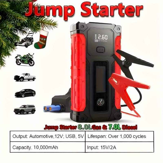 Portable 12V Car Jump Starter, Battery Charger, Air Pump (LED Display) Cartsfy Inc.