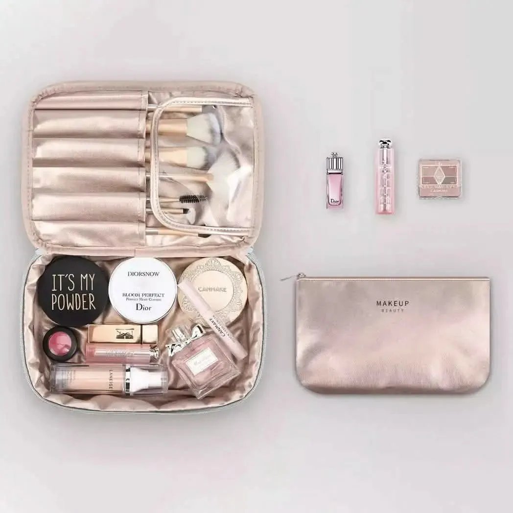 Portable Makeup Beauty Bag Multifunction Cosmetic Organizer Toiletry Tidy Bag DailySale Gray Blue Green Gray-Blue-Green-Pink-