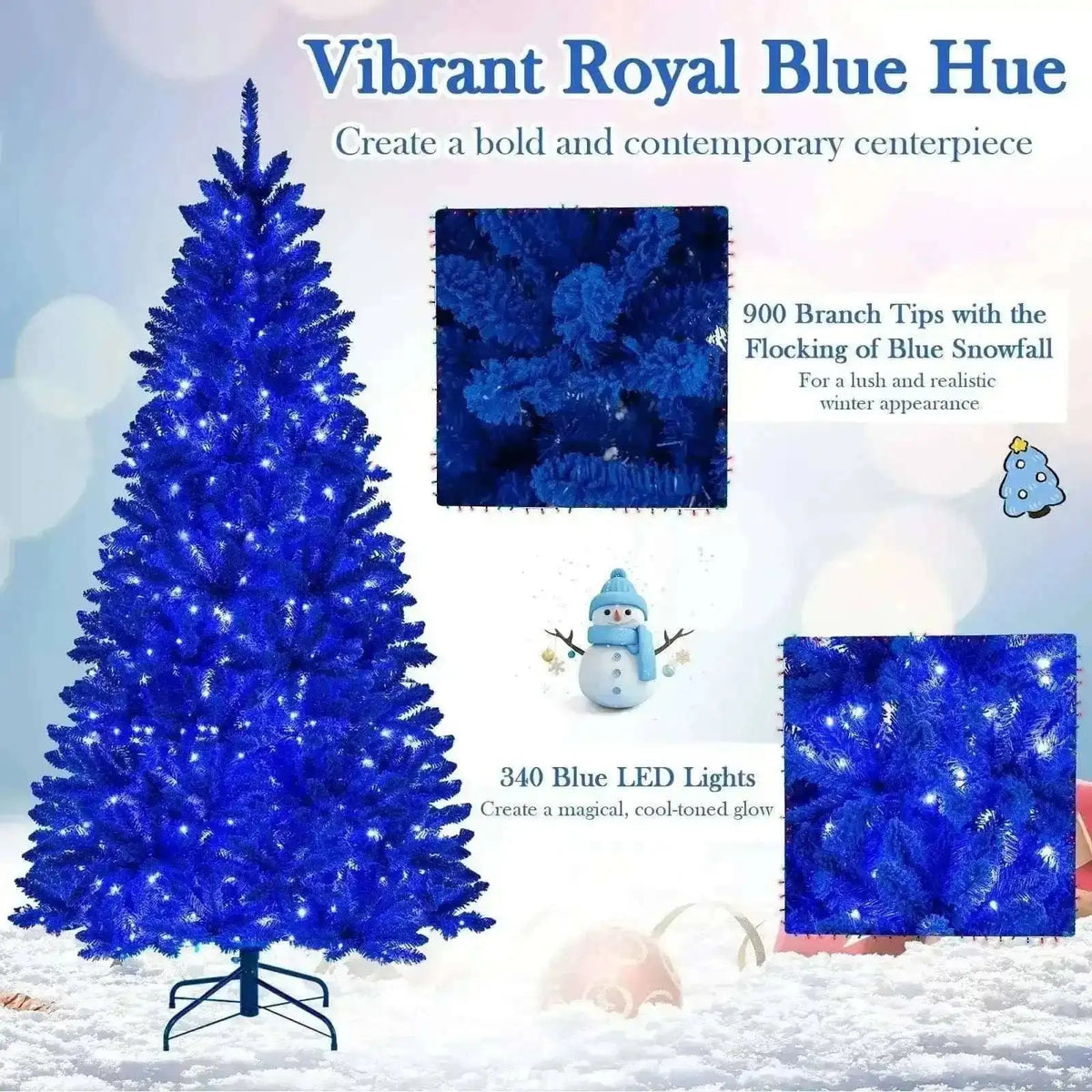 Pre-Lit Artificial Christmas Tree with 340 Blue LED Lights and 3 Modes-7 ft Cartsfy Inc.