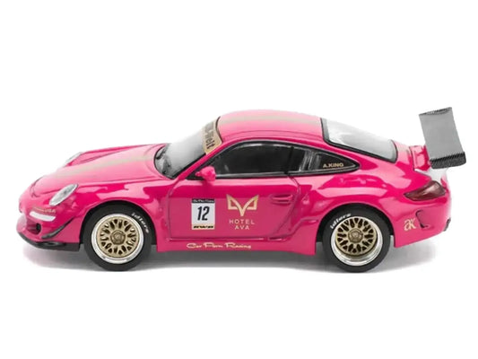RWB 997 #12 "Hotel Ava" Pink Metallic 1/64 Diecast Model Car by Pop Race Miniature Motors Default Title Default Title-