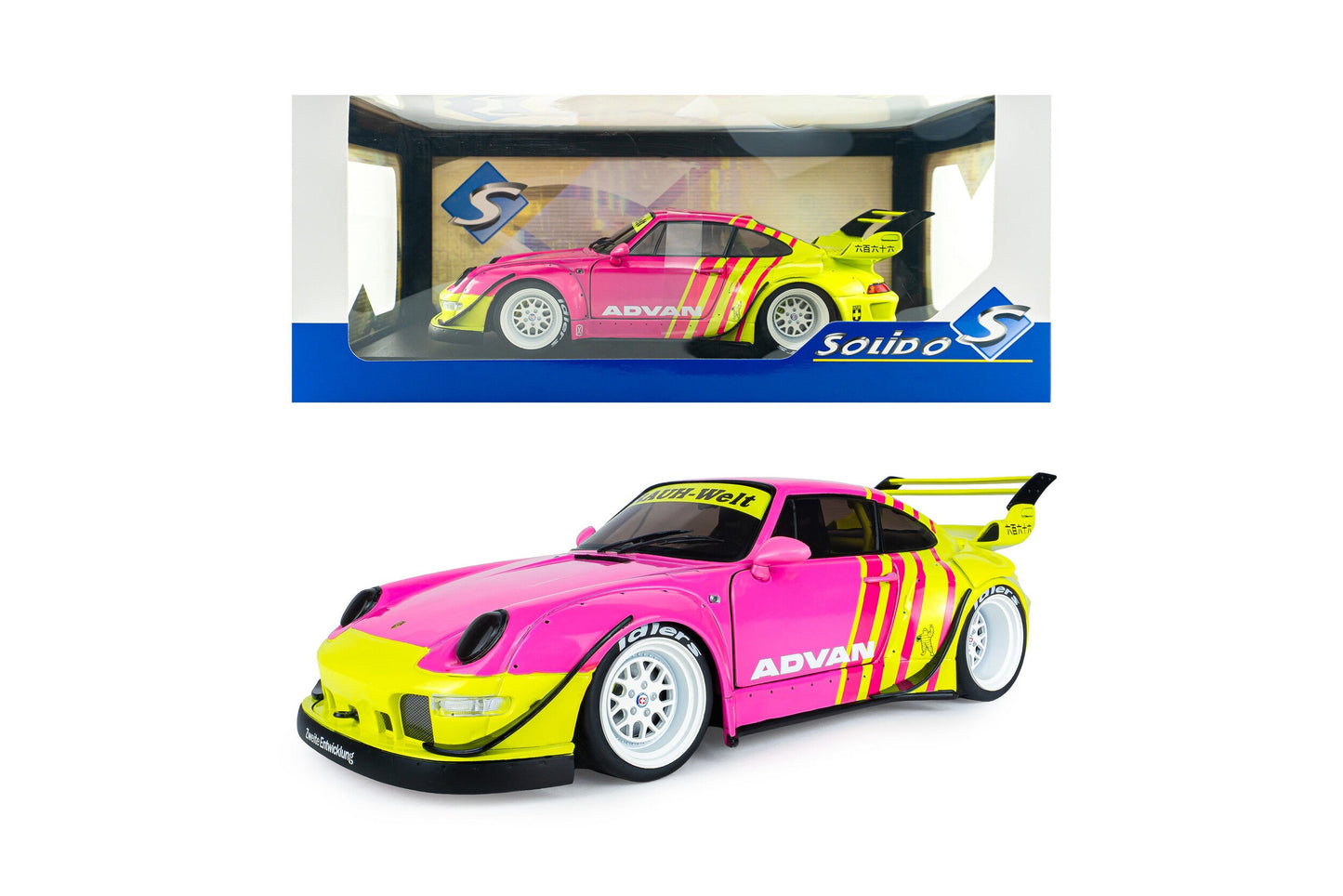 Solido 2024 Porsche 911 993 RWB Bodykit Pink & Yellow 1:18 STM Diecast Default Title Default Title-
