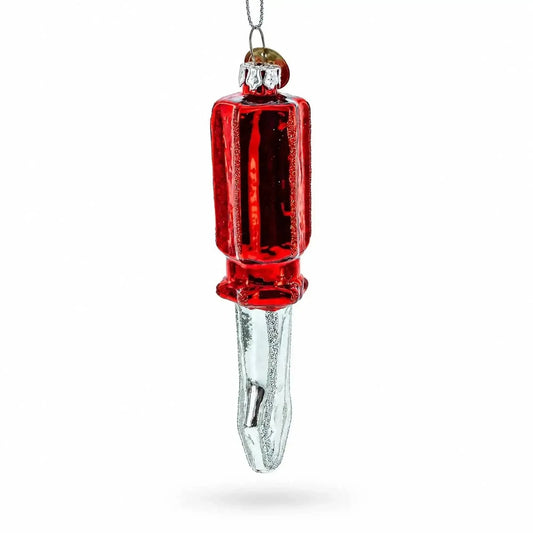 Screwdriver with Red Handle Glass Christmas Ornament Cartsfy Inc.