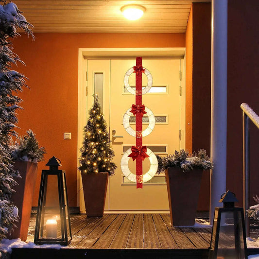 Set of 3 Christmas Lighted Wreaths with Warm White LED Lights and Bows Cartsfy Inc.