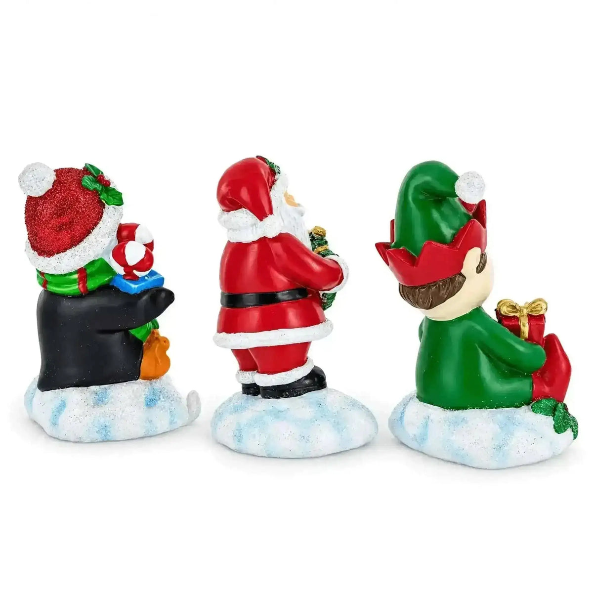 Set of 3 Christmas Stocking Holders - Santa Penguin Elf Mantel Hooks Cartsfy Inc.