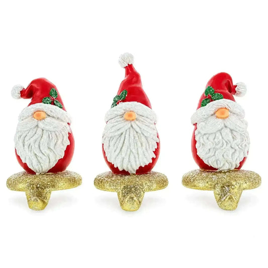 Set of 3 Santa Gnome Stocking Holders - Festive Christmas Mantel Hooks Cartsfy Inc.