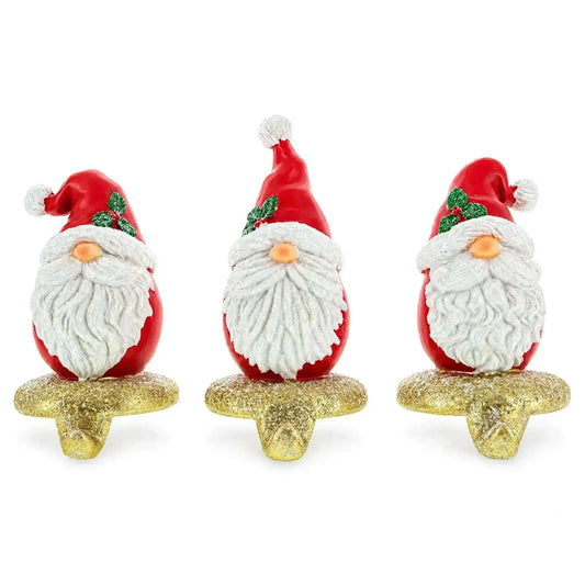 Set of 3 Santa Gnome Stocking Holders - Festive Christmas Mantel Hooks BestPysanky Default Title Default Title-