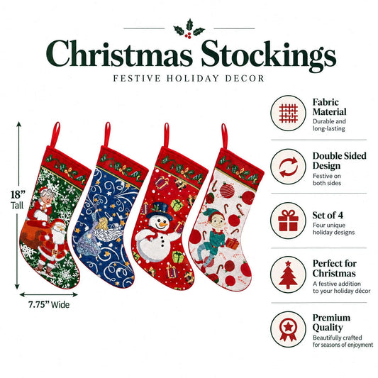 Set of 4 Set of 4 Tapestry Christmas Stockings BestPysanky Default Title Default Title-