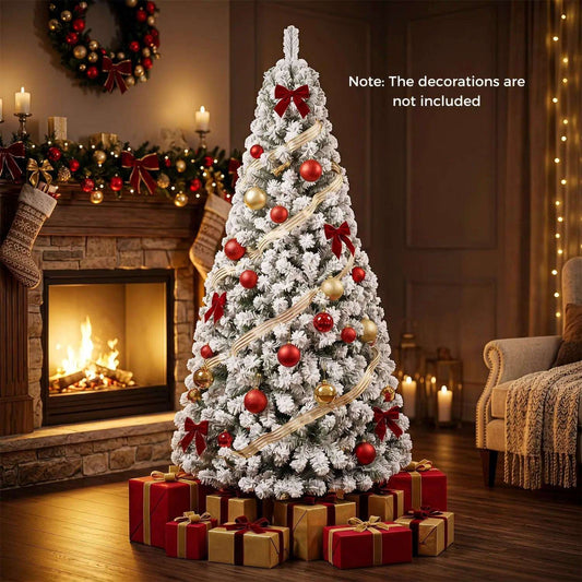 Snow-Flocked Artificial Christmas Tree 6 ft with Metal Stand DirectDeals Default Title Default Title-
