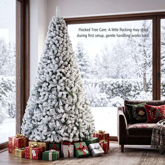 Snow-Flocked Artificial Christmas Tree 9 ft with Metal Stand DirectDeals Default Title Default Title-