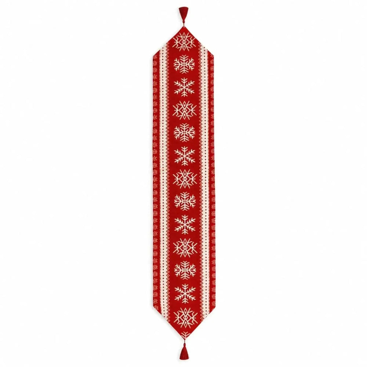 Snowflakes on Red Pattern Christmas Tablecloth Holiday Runner 76.5 Inches Cartsfy Inc.