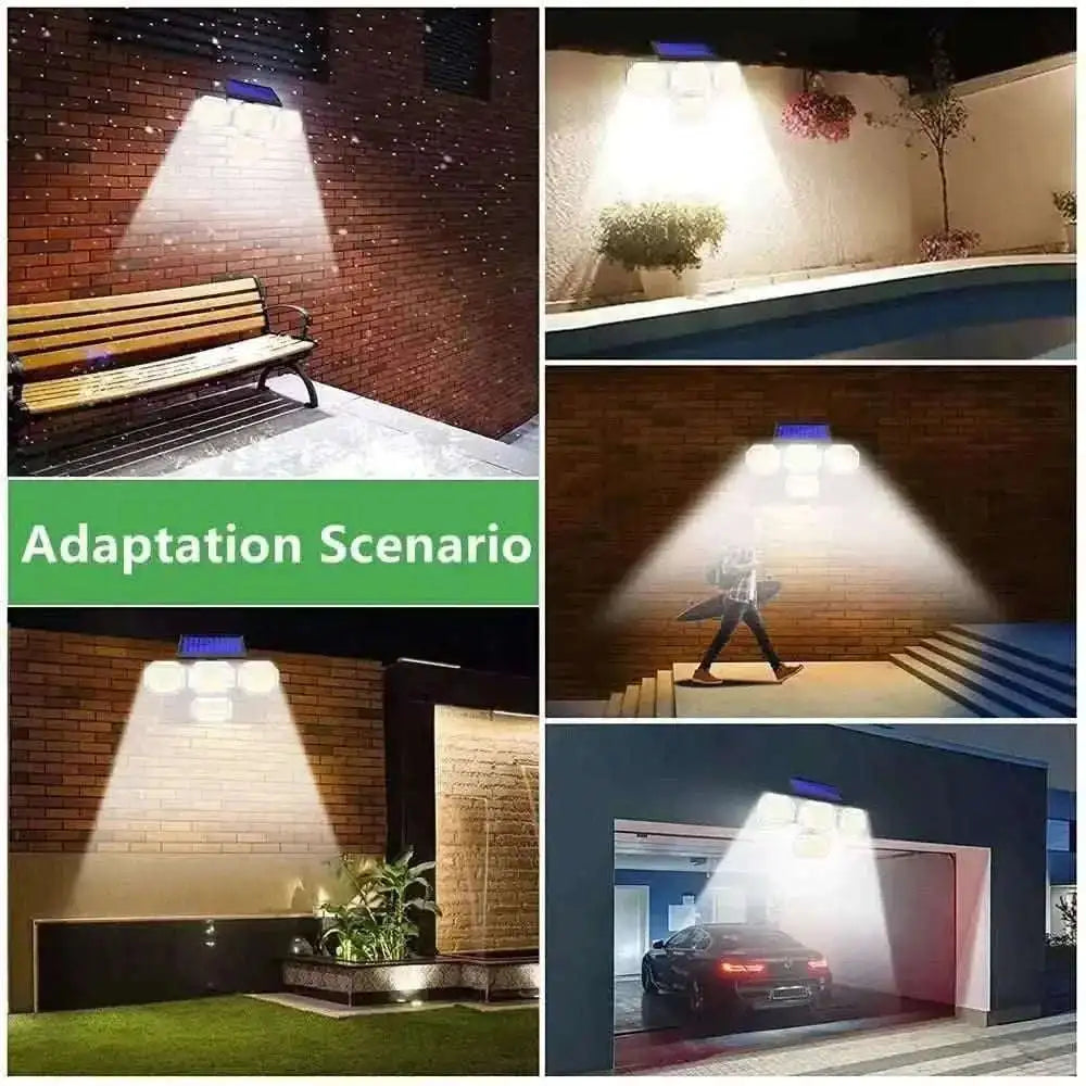 Outdoor solar floodlight with multi-LED head for broad area illumination