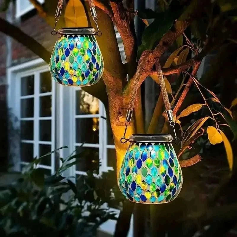 Solar Outdoor Mosaic Lantern DailySale Red Blue Red-Blue-