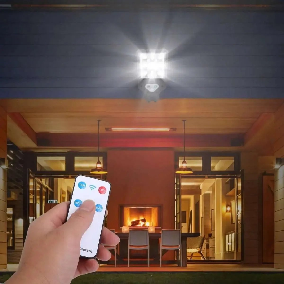 Solar Wall Light Outdoor Beads PIR Motion Sensor Remote Control Wireless Lamps DailySale 72LED 9COB 87LED 72LED-9COB-87LED-33COB-264LED-