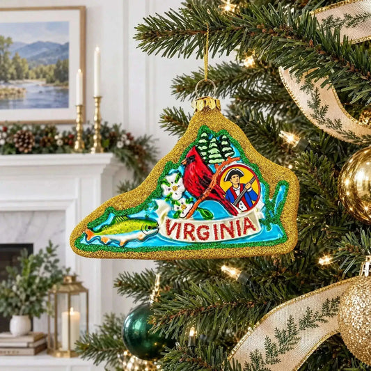 State of Virginia Symbols, USA Glass Christmas Ornament Cartsfy Inc.