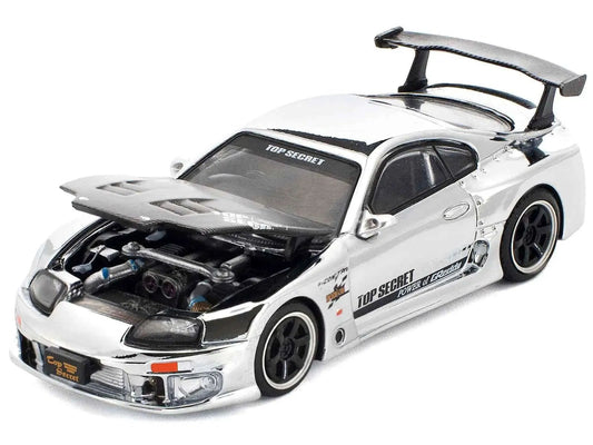 Toyota Supra "Top Secret" GT300 RHD (Right Hand Drive) Silver Chrome 1/64 Diecast Model Car by Pop Race Miniature Motors Default Title Default Title-