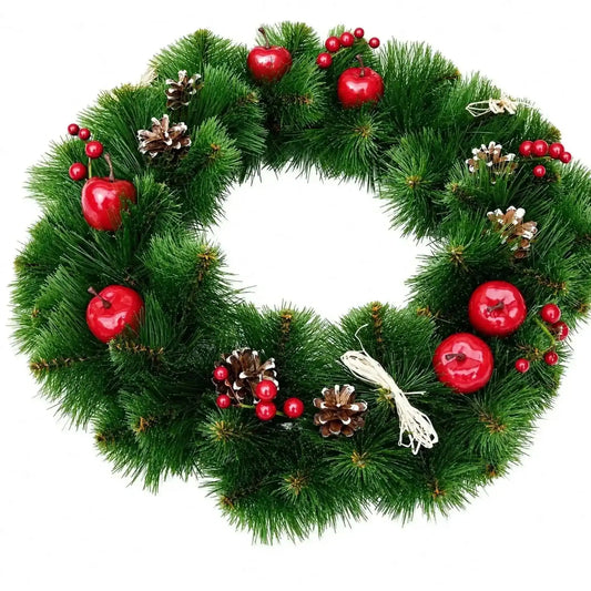 Ukrainian Christmas Wreath with Frosted Straw Bows, Apples & Pine Cones 20 Inches Cartsfy Inc.