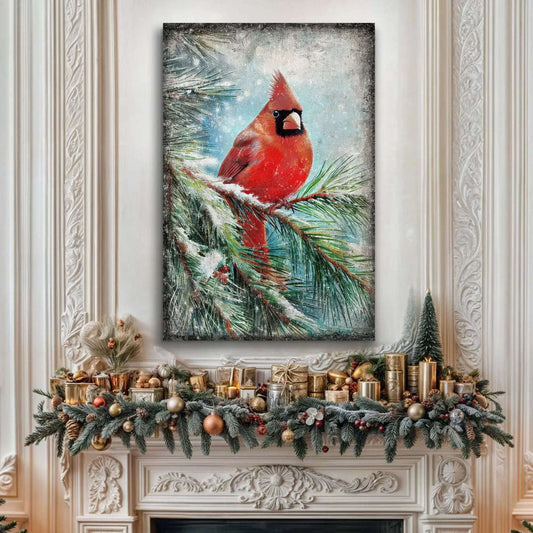 Vintage Cardinal Christmas Wall Art Tailored Canvases 18x12 inch Medium Premium Gallery Wrapped 24x16 inch Large Premium Gallery Wrapped 36x24 inch Extra Large Premium Gallery Wrapped 18x12 inch Medium Premium Gallery Wrapped-24x16 inch Large Premium Gallery Wrapped-36x24 inch Extra Large Premium Gallery Wrapped-