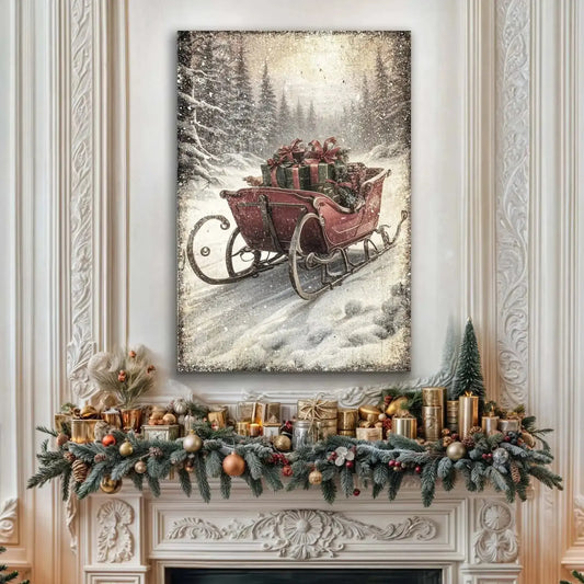Vintage Christmas Sleigh Sled Wall Art IV Cartsfy Inc.