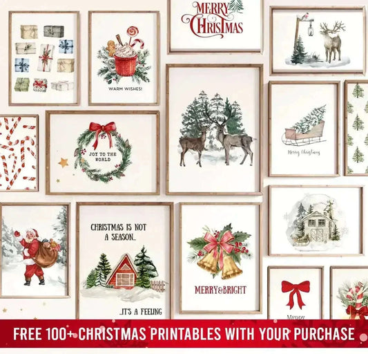 Vintage Christmas Tree Wall Art with Free 100+ Christmas Print Cartsfy Inc.
